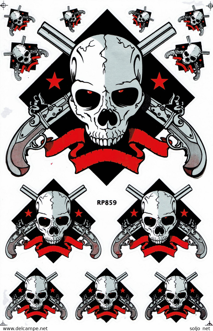Totenkopf Sensemann Aufkleber / Skull Reaper Dead Sticker A4 1 Bogen 27 X 18 Cm ST457 - Scrapbooking