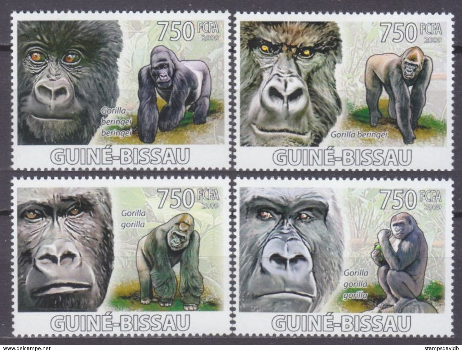 2009 Guinea-Bissau 4178-4181 Fauna - Gorilla 12,00 € - Gorillas