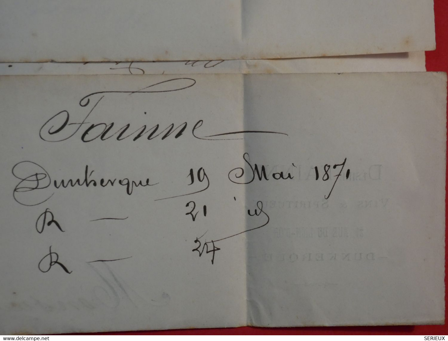 BP1  FRANCE  BELLE LETTRE RR 1871 DUNKERQUE A  LIBOURNE +BORDEAUX N° 46  + AFFRANCH.INTERESSANT+   + - 1870 Emisión De Bordeaux