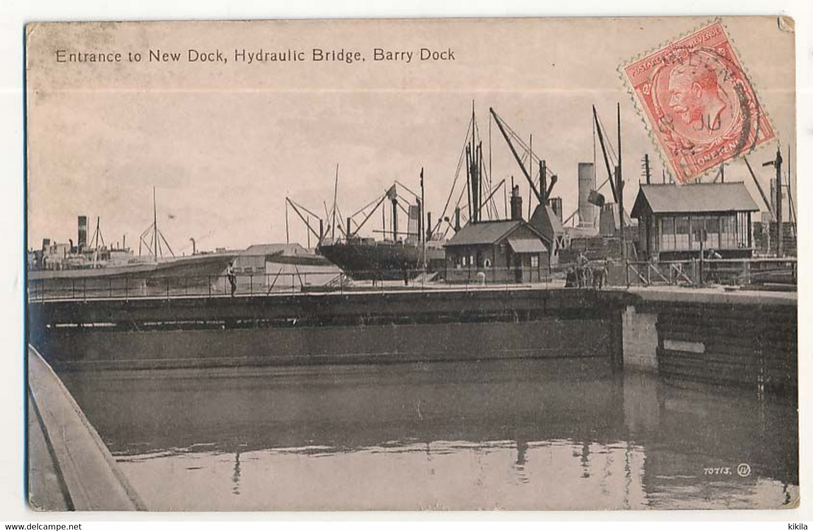 CPA 9 X 14 Grande Bretagne PAYS DE GALLES  (5) Entrance To New Dock, Hydraulic Bridge, BARRY DOCK - Glamorgan