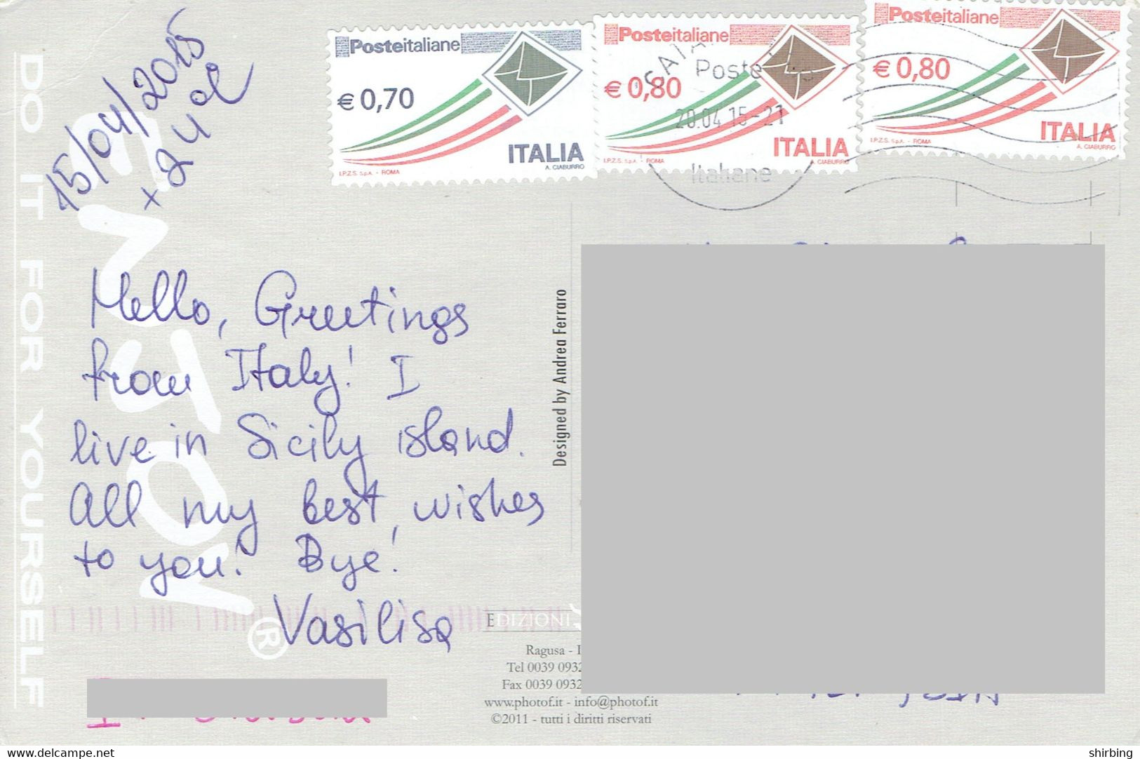 C9 - Italy Envelope Mail  Stamps Used On Postcard - 2021-...: Oblitérés