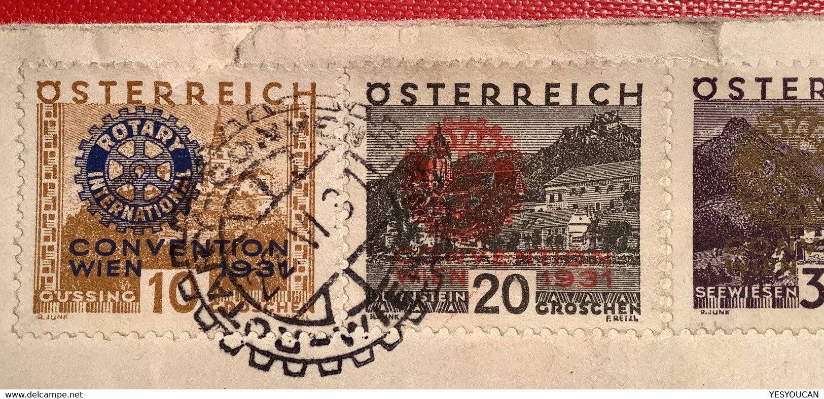1931 ROTARY INTERNATIONAL CONVENTION WIEN Set (Yvert 398A-398F 510€) On Reg. Cover>Montreux (Autriche Austria Österreich - Lettres & Documents