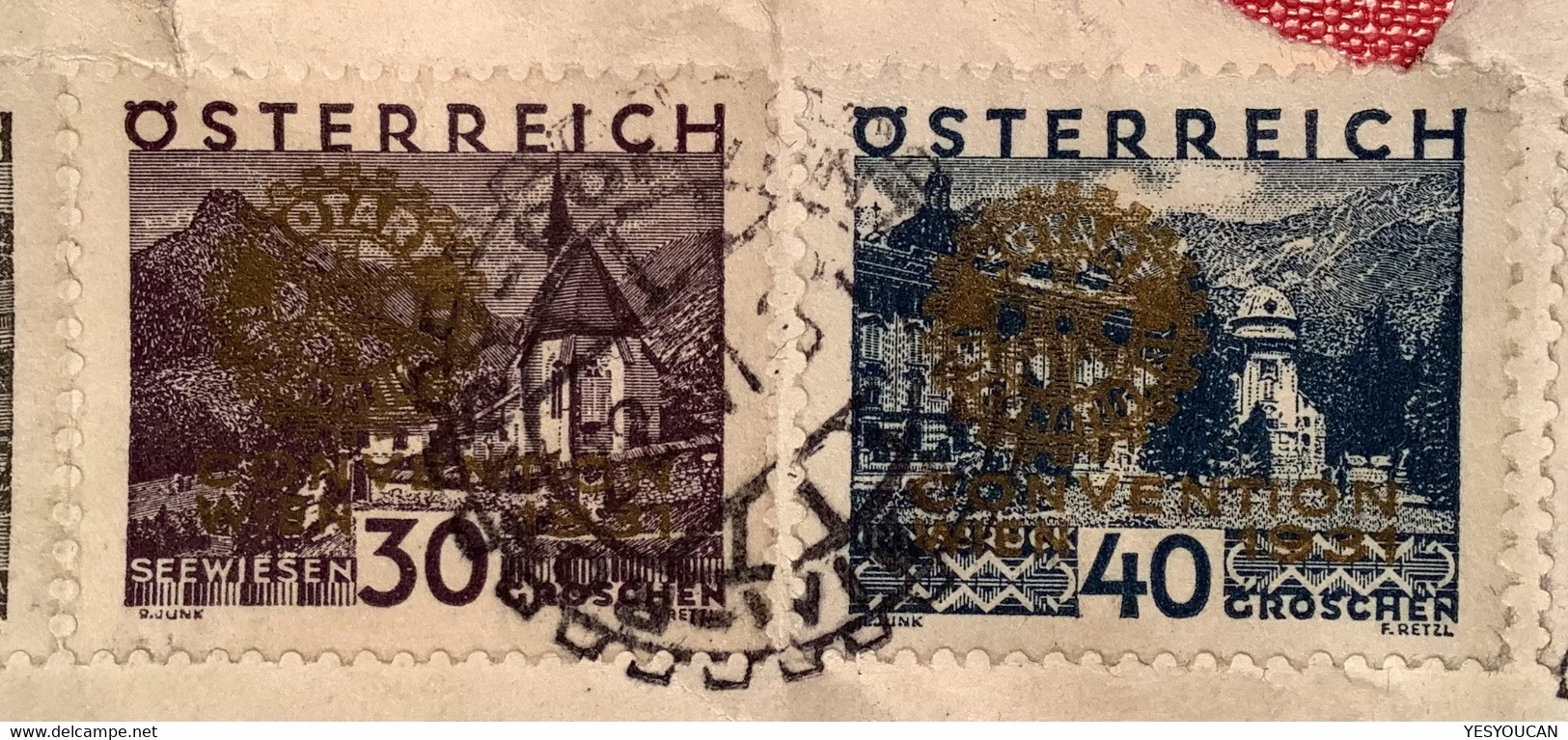 1931 ROTARY INTERNATIONAL CONVENTION WIEN Set (Yvert 398A-398F 510€) On Reg. Cover>Montreux (Autriche Austria Österreich - Storia Postale