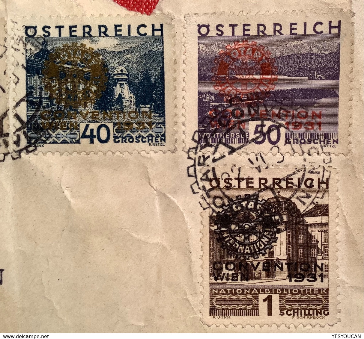 1931 ROTARY INTERNATIONAL CONVENTION WIEN Set (Yvert 398A-398F 510€) On Reg. Cover>Montreux (Autriche Austria Österreich - Cartas & Documentos