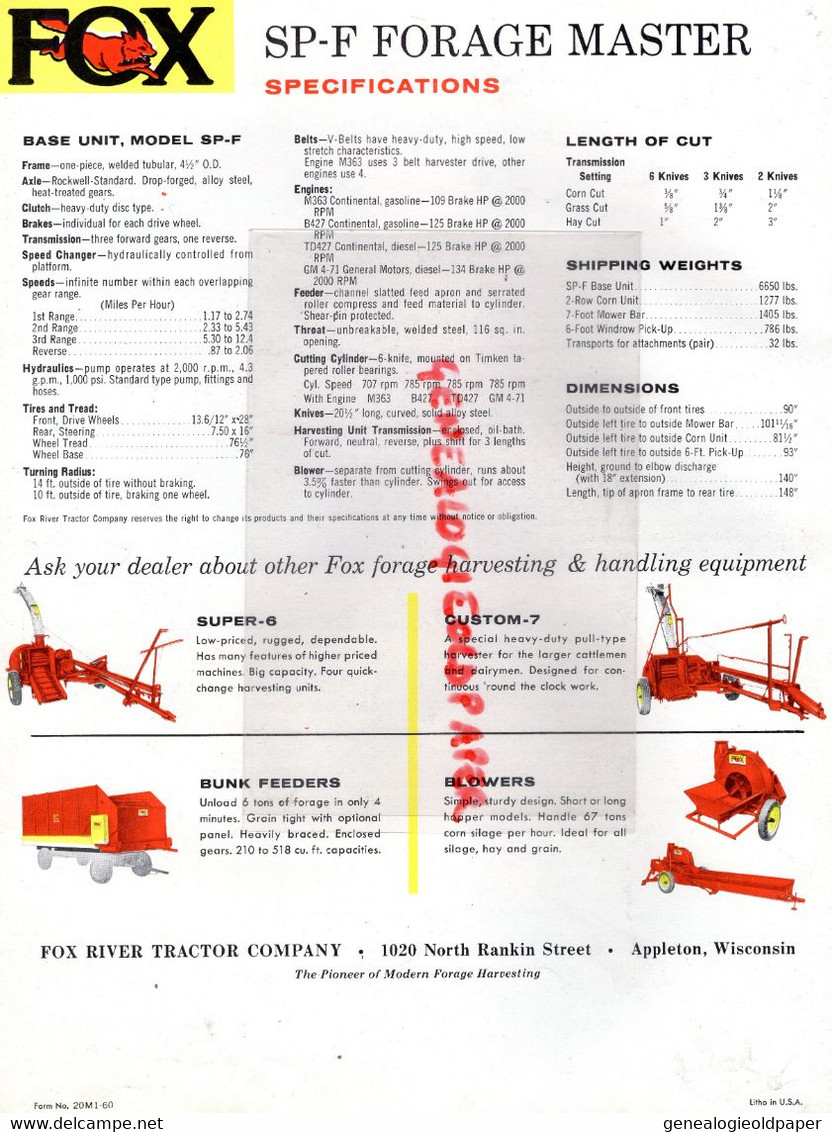 27- IVRY LA BATAILLE-RARE CATALOGUE PROMILL-FOX RIVER TRACTOR APPLETON WISCONSIN- AGRICULTURE-MACHINE AGRICOLE TRACTEUR