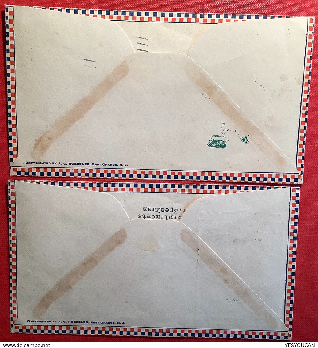 MIAMI FLORIDA 1936-1937 ALL AMERICAN AIR MANEUVERS Two Air Mail Cover (US USA First Flight Lettre 1er Vol Meeting Aérien - Cartas & Documentos