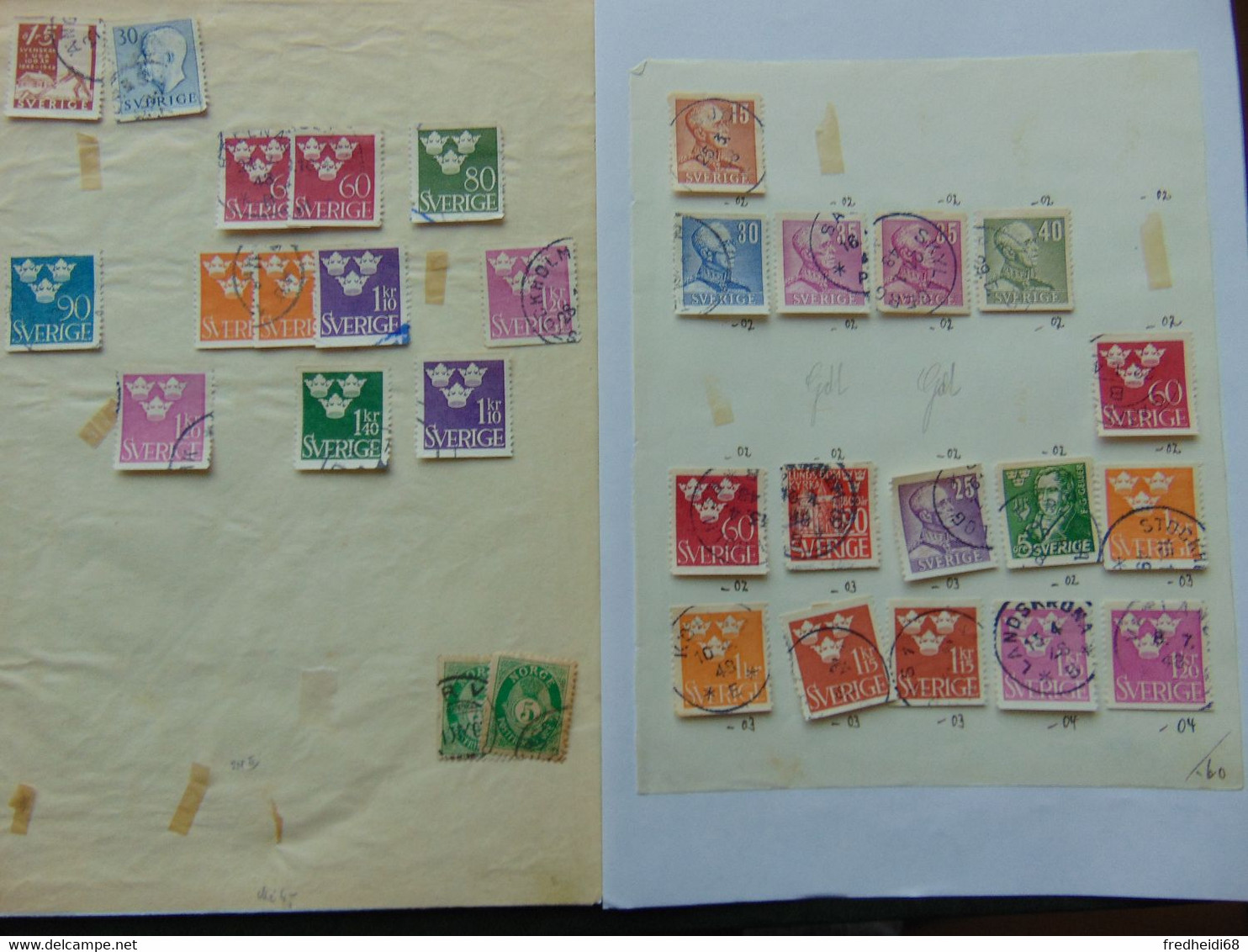 Petit Vrac De Timbres Majoritairement Oblitérés Sur Vieilles Feuilles D'album - Colecciones