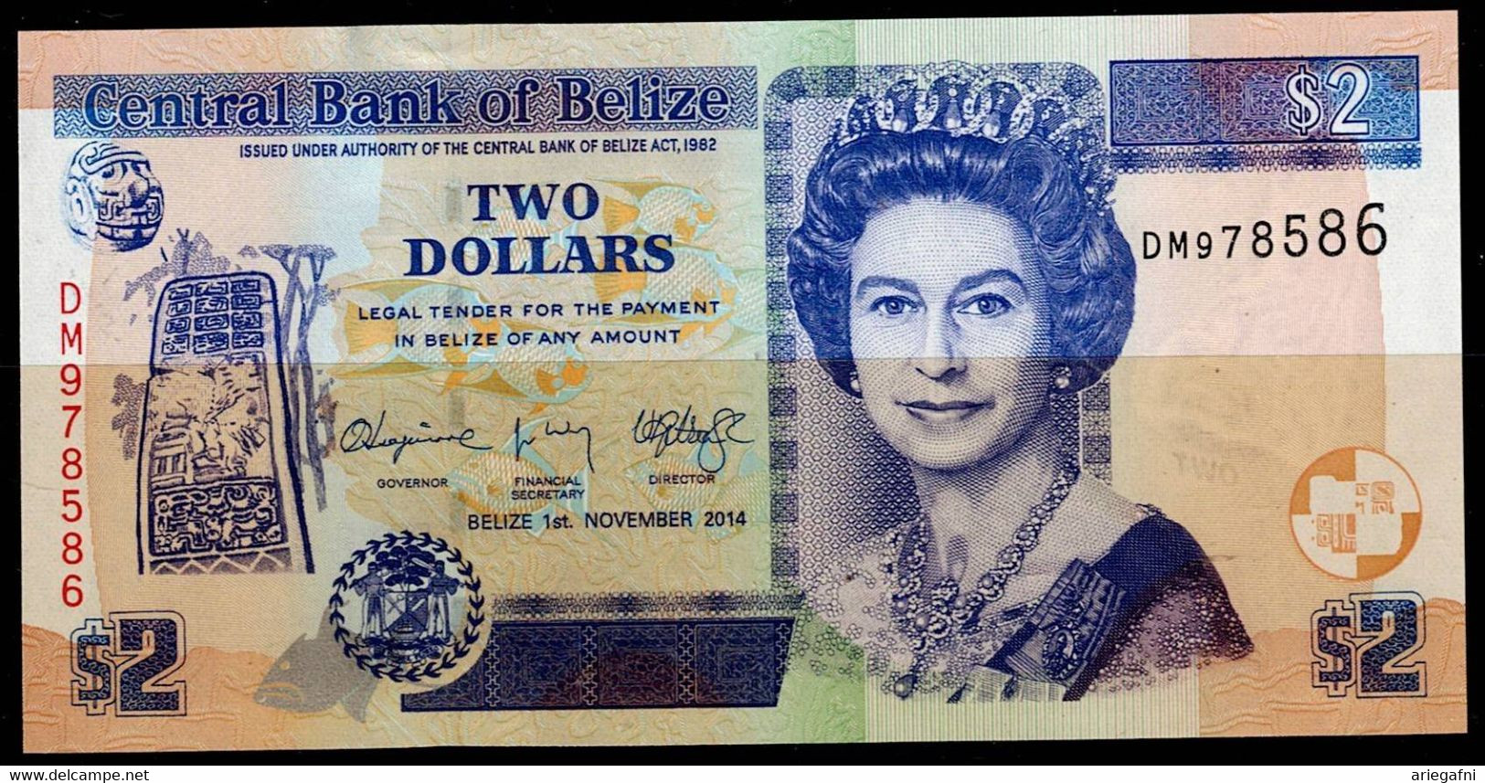 BELIZE 2014 BANKNOTES QUEEN ELIZABETH II TWO DOLLARS UNC !! - Belize
