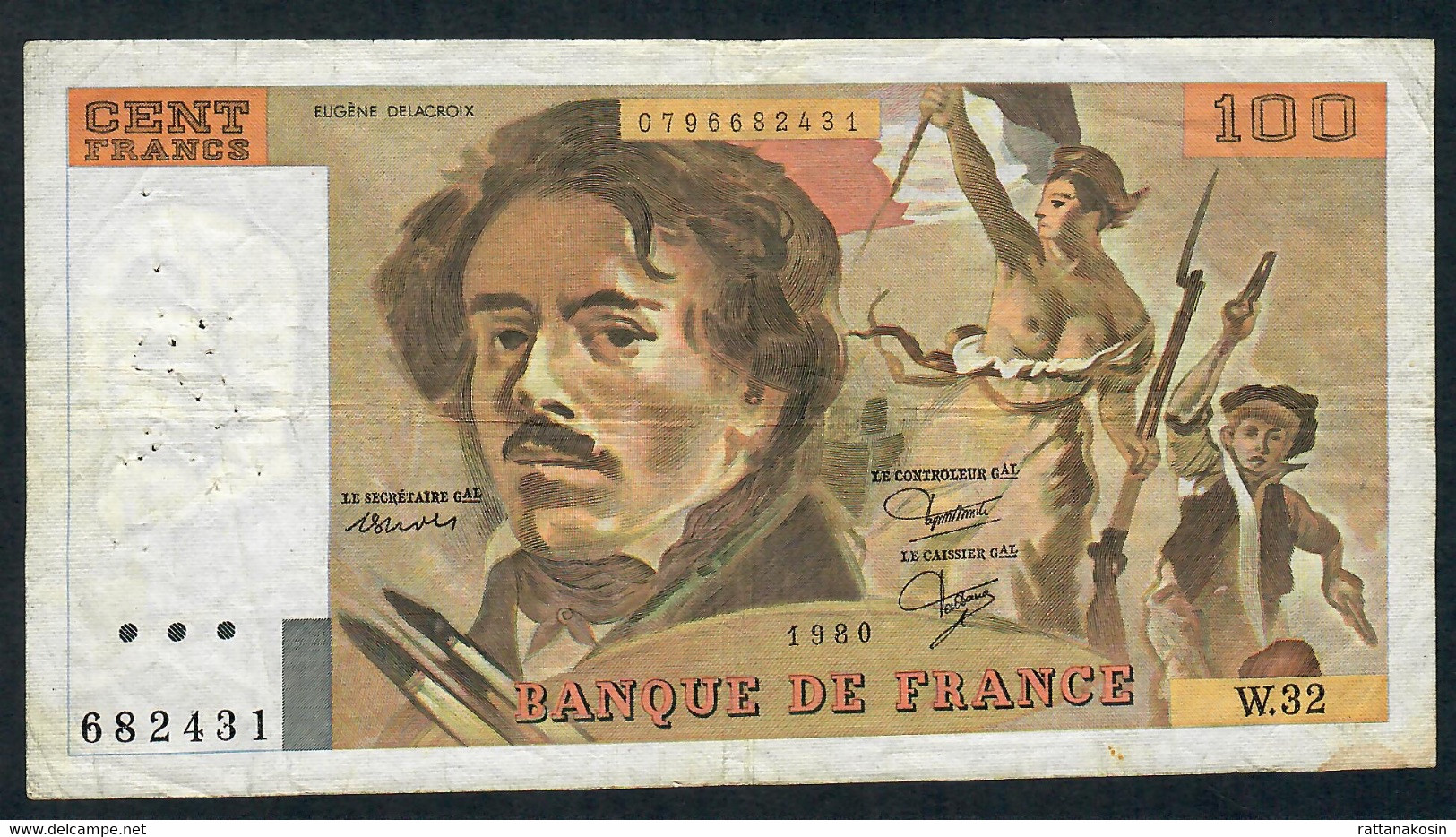 FRANCE P154b 100 FRANCS 1980 #W.32    VF - 100 F 1978-1995 ''Delacroix''