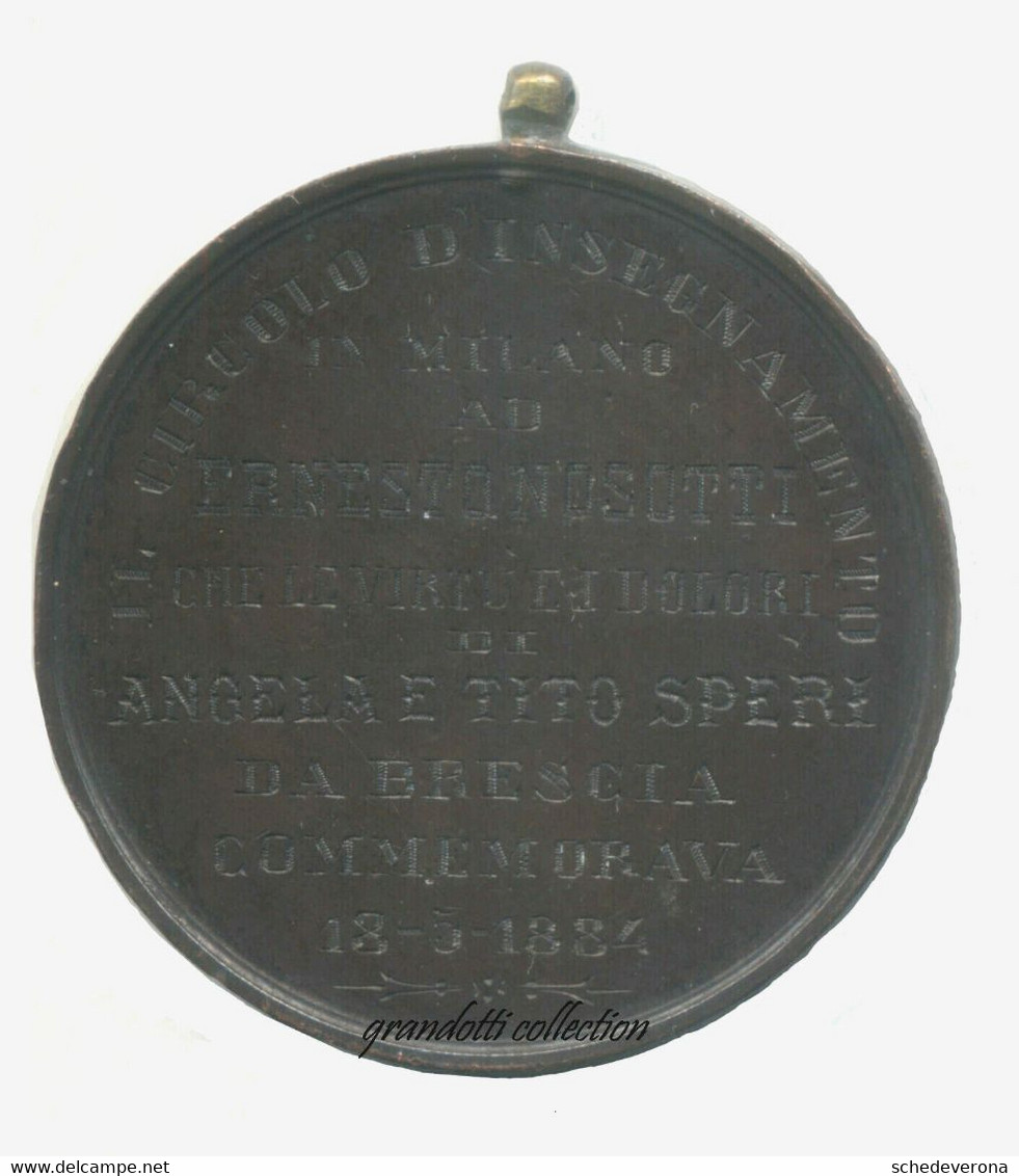 ERNESTO NOSOTTI LODE PREMIO 1884 MEDAGLIA ANGELA E TITO SPERI BRESCIA - Firma's