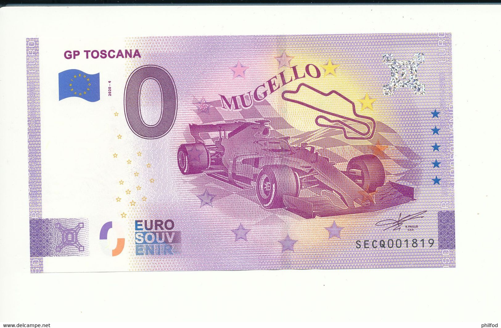 Billet Touristique 0 Euro - GP TOSCANA - SECQ- 2020-4 -  N° 1819 - Autres & Non Classés