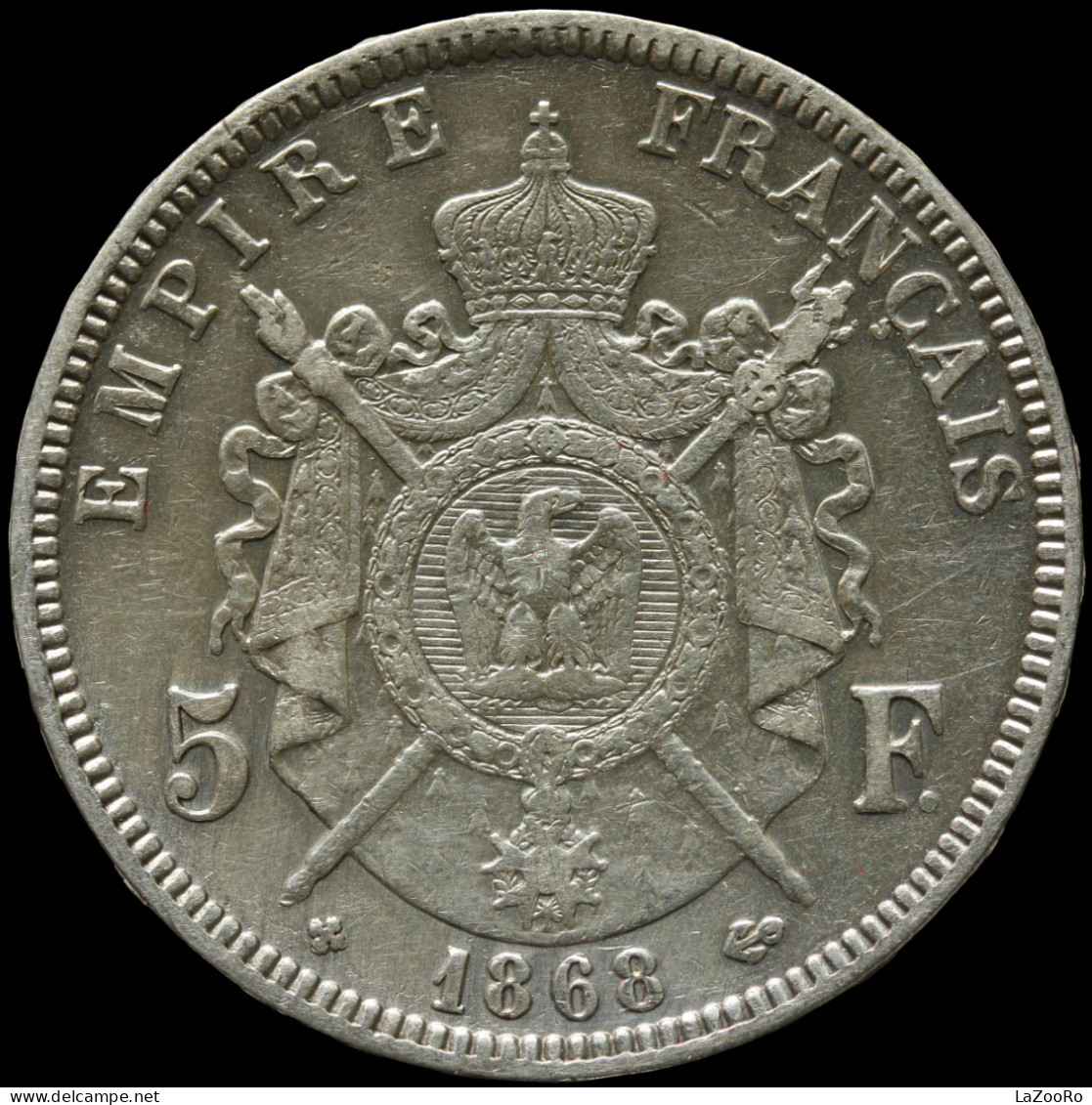 LaZooRo: France 5 Francs 1868 BB XF - Silver - 5 Francs