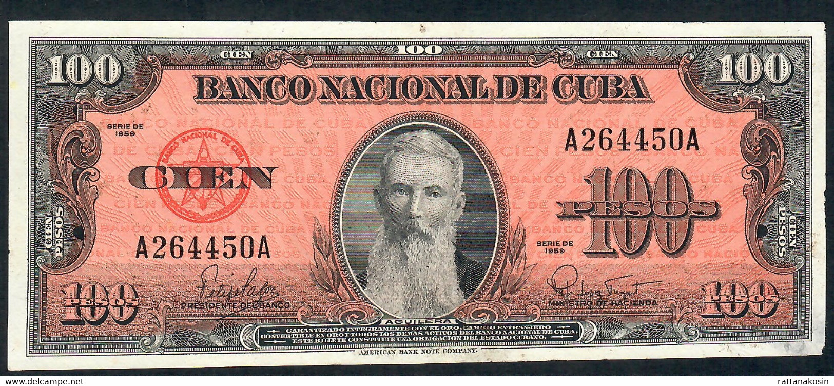 CUBA P93a  100 PESOS 1959 #A/A   AU-UNC. - Cuba