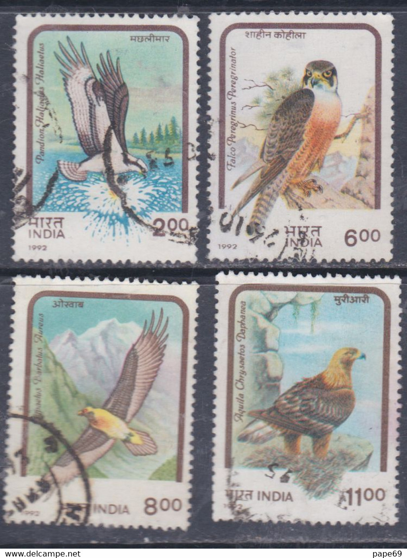 Inde N° 1173 / 76 O  Faune : Oiseaux De Proie, Les 4 Valeurs Oblitérées, TB - Usados