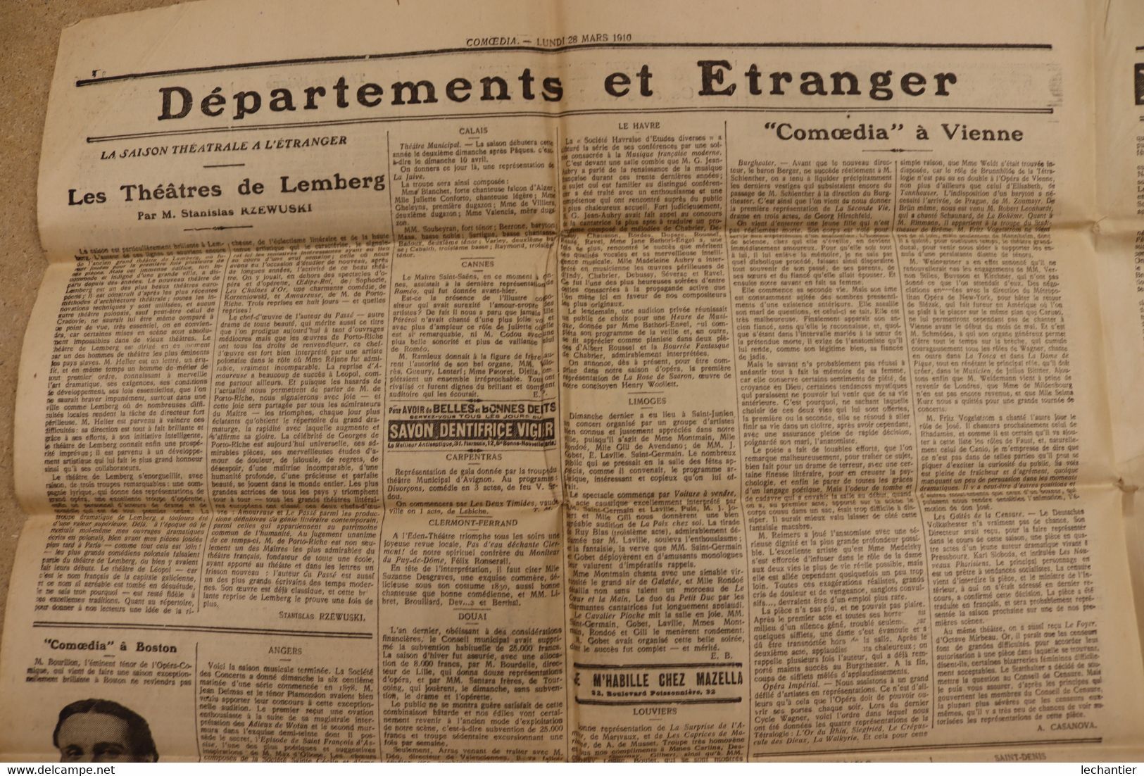 COMEDIA 28/03/1900 Programme des revues et spectacles - réd. G. de PAWLOWSKI  27 Bld. Poissonnière PARIS