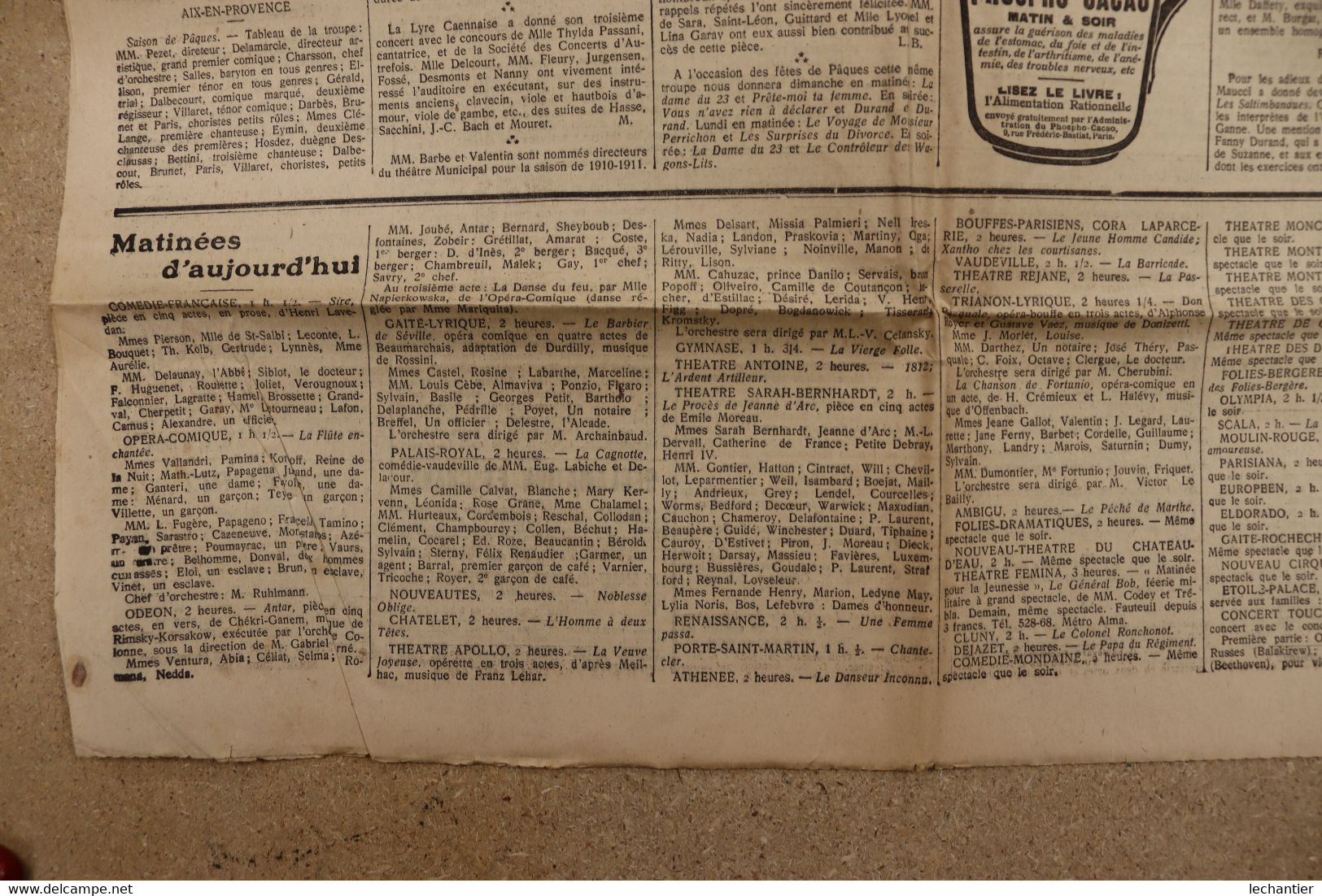 COMEDIA 28/03/1900 Programme des revues et spectacles - réd. G. de PAWLOWSKI  27 Bld. Poissonnière PARIS