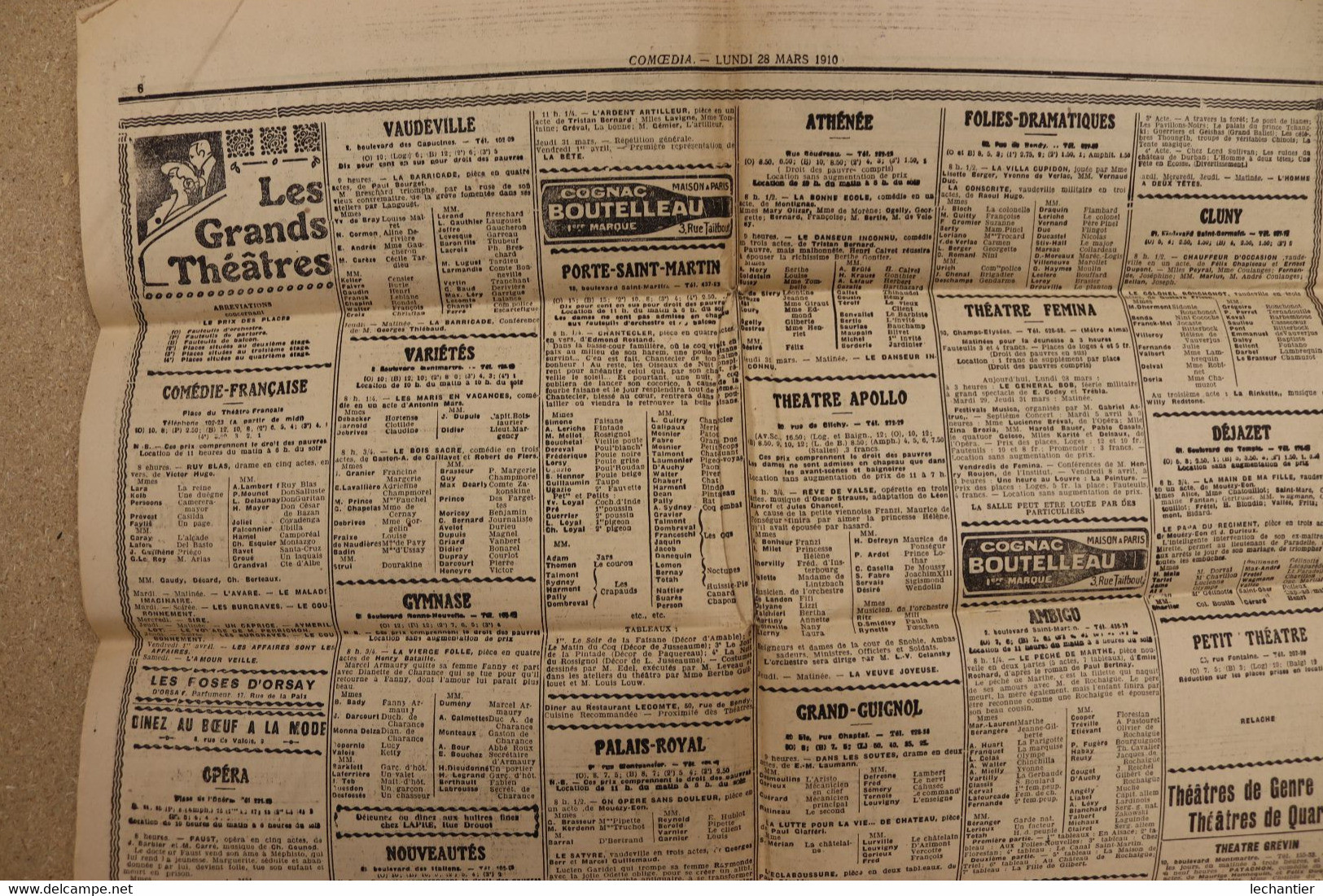 COMEDIA 28/03/1900 Programme des revues et spectacles - réd. G. de PAWLOWSKI  27 Bld. Poissonnière PARIS