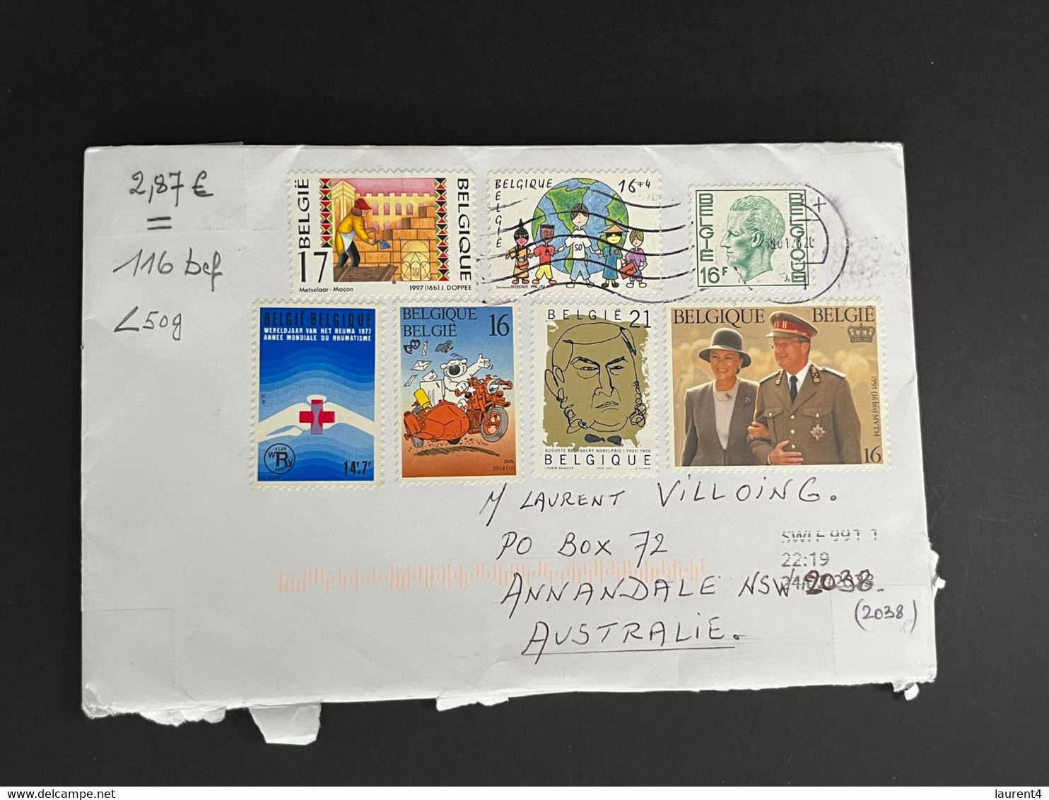 (1 P 19 A) Begium Posted To Australia Cover (posted During COVID-19 Emergency) (7 Stamps) - Brieven En Documenten