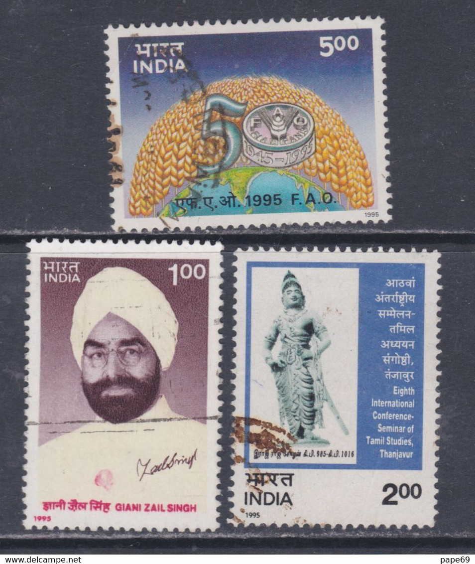 Inde N° 1260 + 1265 + 1273 O : Les 3 Valeurs Oblitérées, TB - Used Stamps