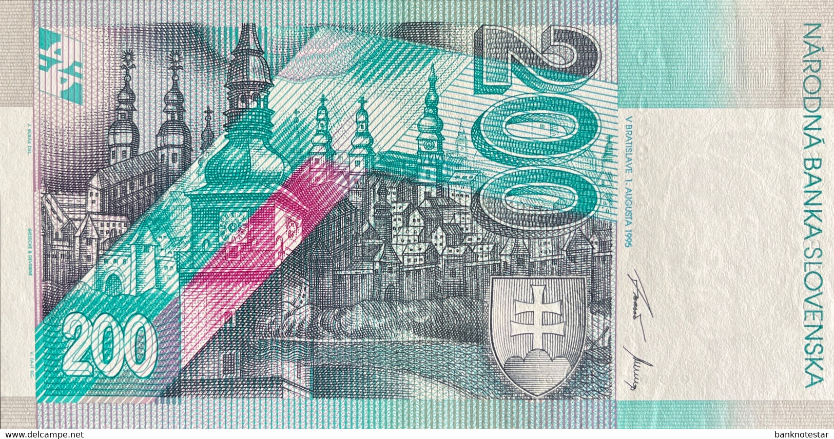 Slovakia 200 Korun, P-26 (01.08.1995) - About Uncirculated - Slovakia