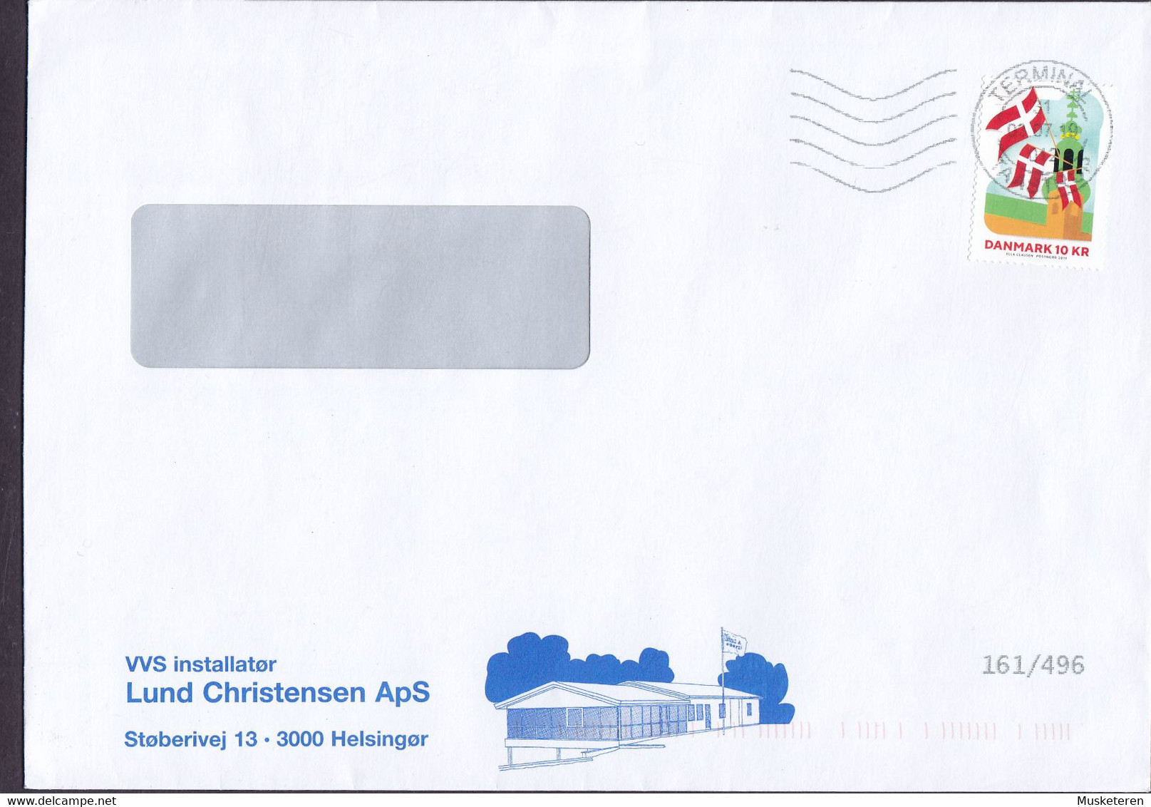 Denmark LUND CHRISTENSEN VVS Installatør, Helsingør Elsinore TERMINAL TAASTRUP 2019 Cover Brief Lettre Danish Flag Stamp - Cartas & Documentos