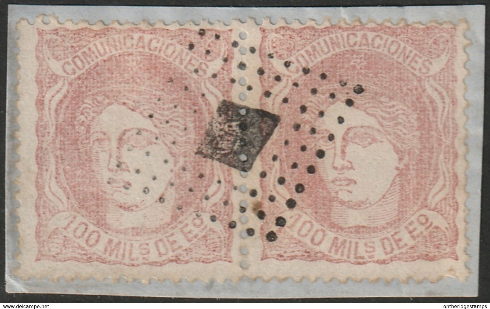 Spain 1870 Sc 167 Espana Ed 108 Pair Used Rumbo De Puntos Cancel On Piece - Oblitérés