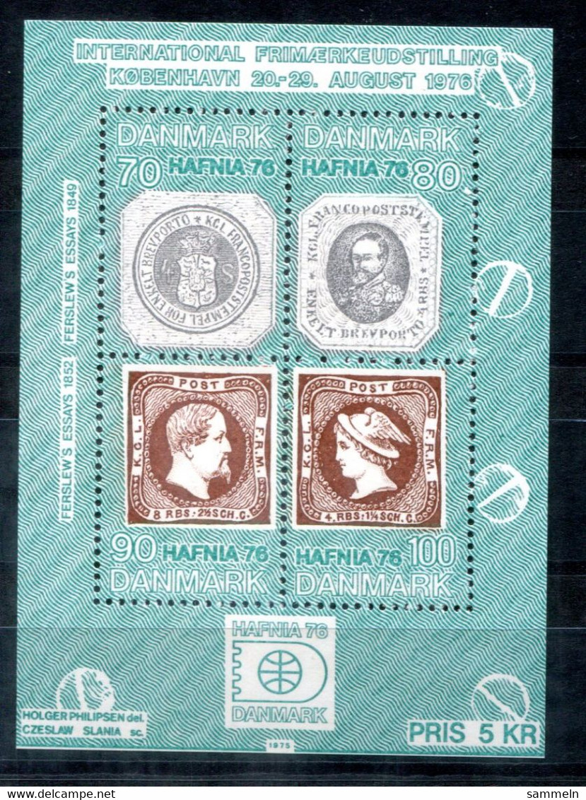 DÄNEMARK Block 1, Bl.1 Mnh - HAFNIA '76, Marke Auf Marke, Stamp On Stamp, Timbre Sur Timbre - DENMARK / DANEMARK - Blocchi & Foglietti