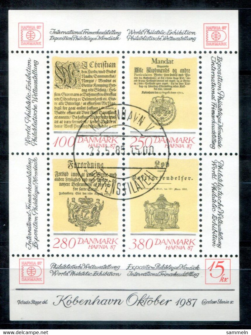 DÄNEMARK Block 4, Bl.4 Canc. - HAFNIA '87, Wappen, Coat Of Arms, Blason - DENMARK / DANEMARK - Blocks & Kleinbögen