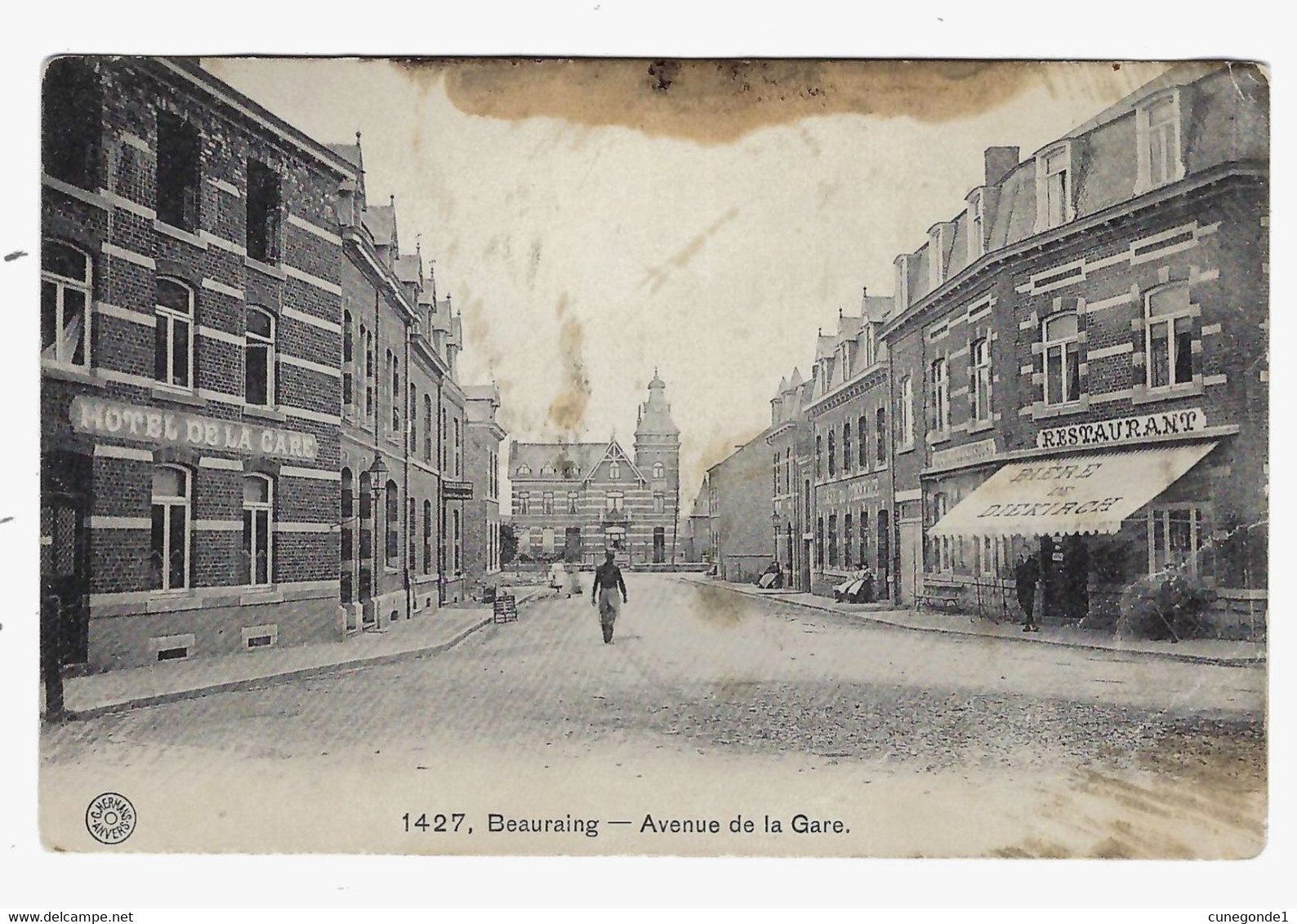 BEAURAING : Avenue De La Gare Animée ( Pub Bière Bier De Diekirch Brasserie Café Brouwerij ) Abîmée > Mini Prix - Beauraing