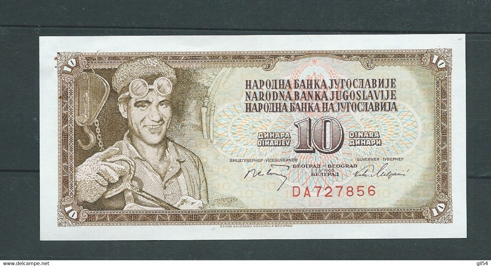 Yougoslavie - 10 Dinars - 1968 NEUF Sauf 2 Trous D'agraphe - DA727856  LAURA 9606 - Jugoslawien