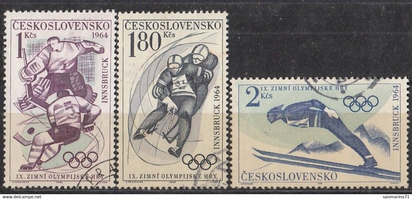 CZECHOSLOVAKIA 1447-1449,used,falc Hinged - Winter 1964: Innsbruck