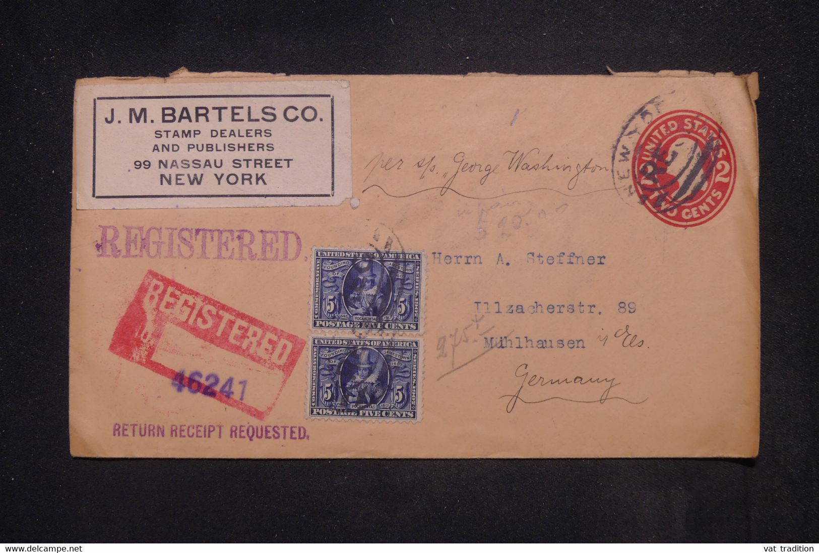 ETATS UNIS - Entier Postal + Compléments En Recommandé De New York Pour Mulhouse (Occuation Allemande) En 1911- L 141450 - 1901-20