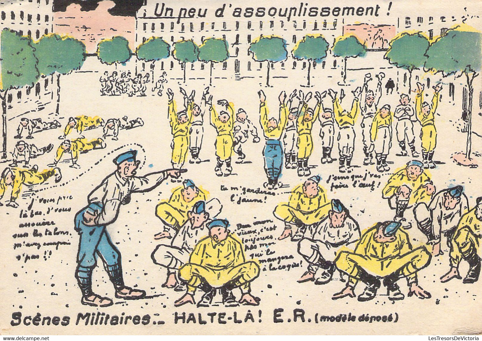HUMOUR MILITARIA - Un Peu D'assouplissement  - Carte Postale Ancienne - Humoristiques