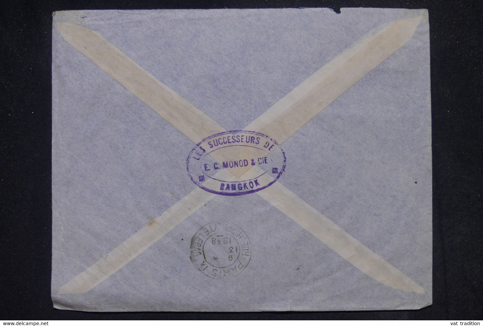 SIAM - Enveloppe Commerciale De Bangkok Pour Paris Par Avion En 1938 - L 141459 - Siam