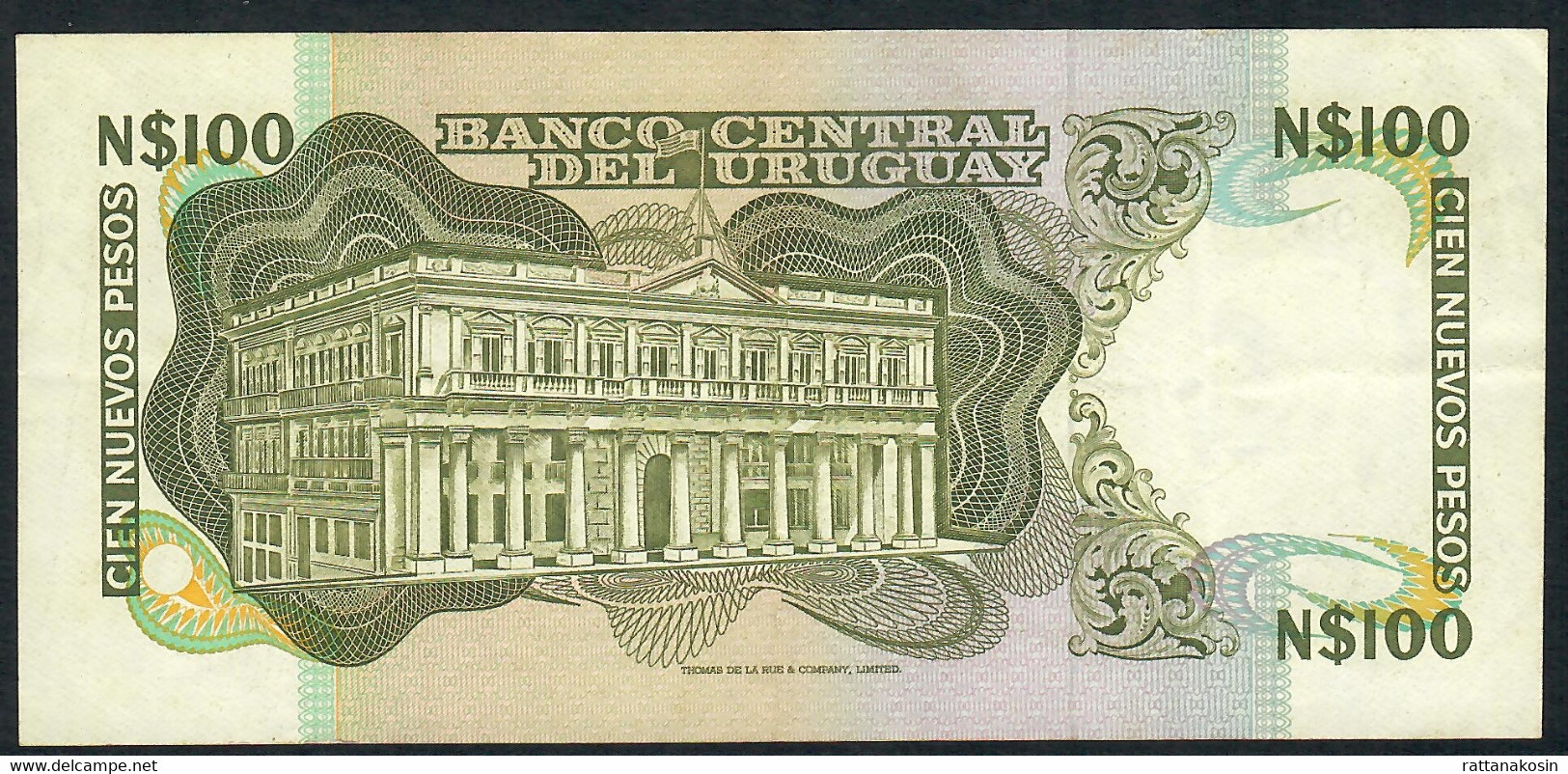 URUGUAY REPLACEMENT P62d 100 PESOS 1985  LETTER E  #999...  VF NO P.h. - Uruguay