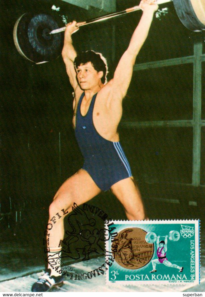 NICU VLAD / ROMANIA : HALTÉROPHILE - CHAMPION OLYMPIQUE - 1984 ( 90 Kg ) - WEIGHTLIFTING OLYMPIC CHAMPION - 1984 (al213) - Gewichtheffen