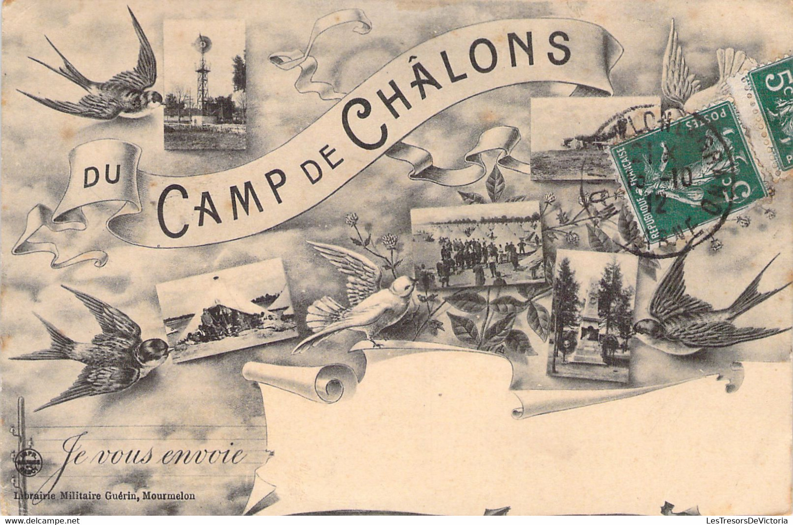 MILITARIA - Du Camp De Châlons Je Vous Envoie - Hirondelle - Multi Vues - Carte Postale Ancienne - Casernas