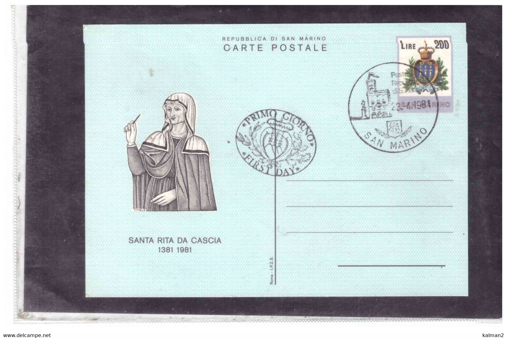 FDC7844  /  SAN MARINO  23.4.1981   /  FDC  INTERO  SANTA RITA DA CASCIA  E  BARTOLOMEO BORGHESI - Ganzsachen