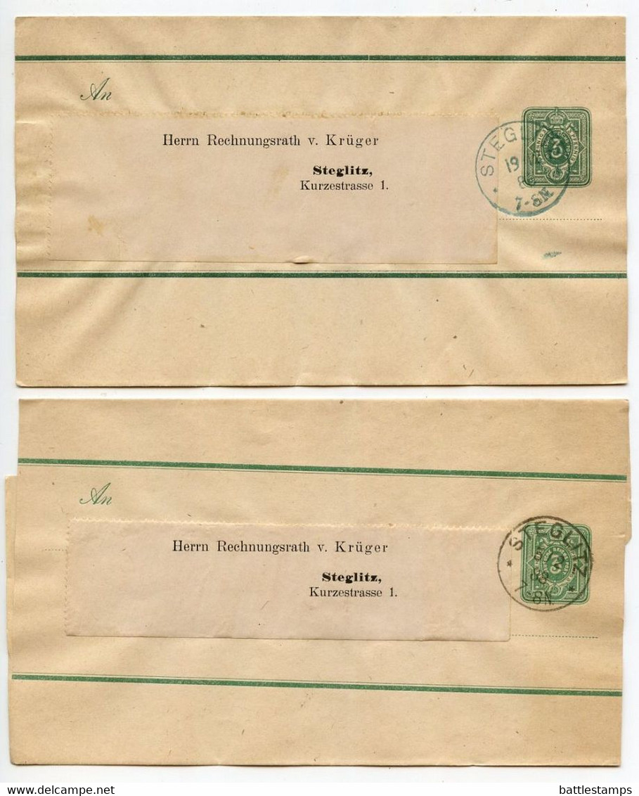 Germany 1886-1889 4 3pf Crown Wrappers; Steglitz Postmarks - Other & Unclassified