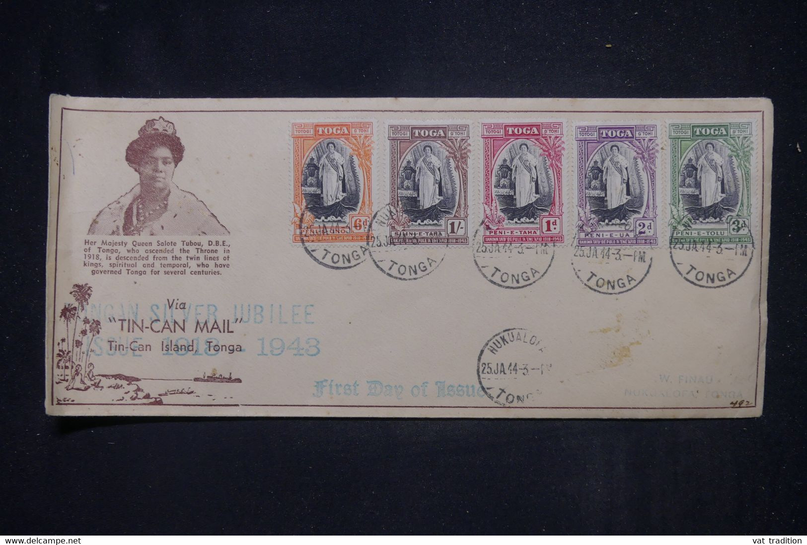 TONGA - Enveloppe FDC En 1944  - L 141484 - Tonga (...-1970)