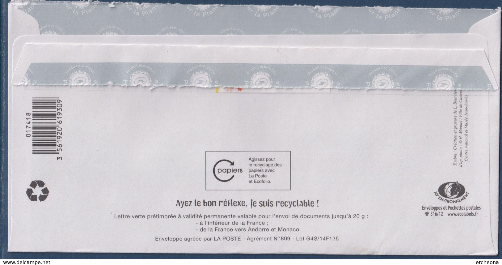 Entier Jean-Jaurès Enveloppe Type Timbre 4869 Oblitéré 24.02.23 Illustration: CP De Roquecourbe Tarn - PAP: Private Aufdrucke