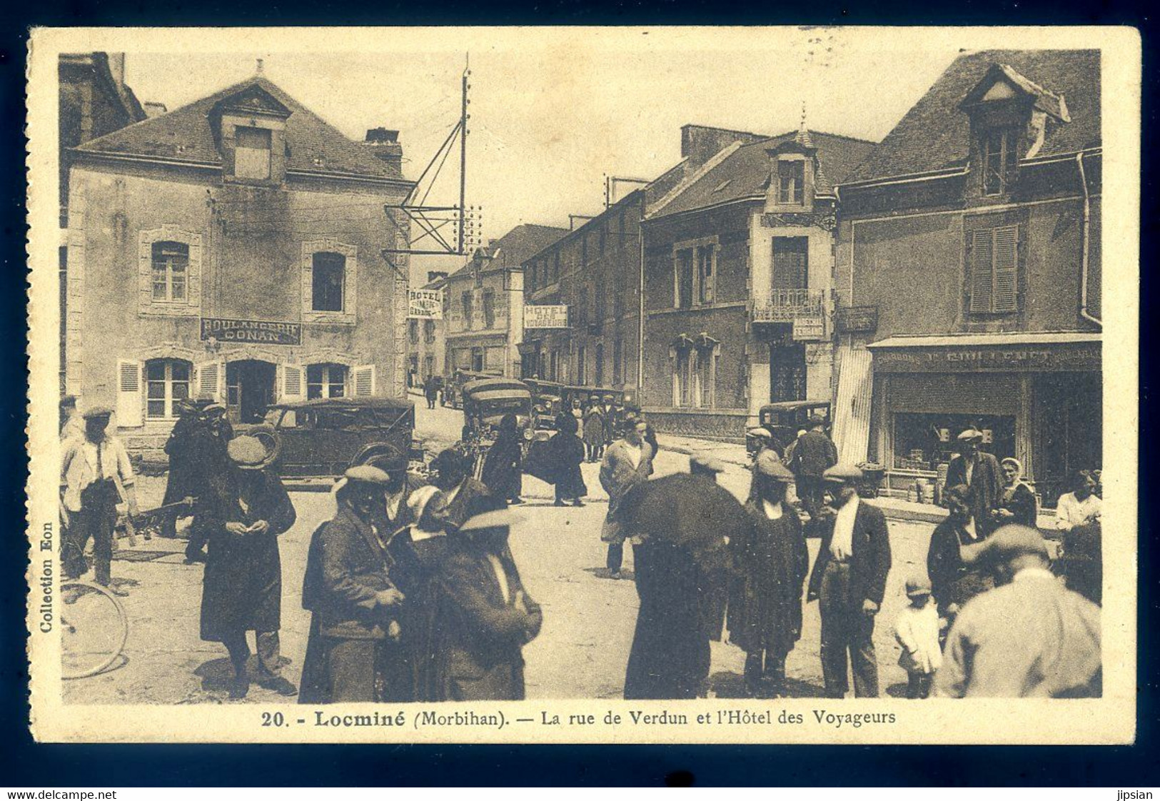 Cpa Du 56 Locminé -- La Rue De Verdun Et L' Hôtel Des Voyageurs -  Au Dos Cachet FFI  LANR26 - Locmine