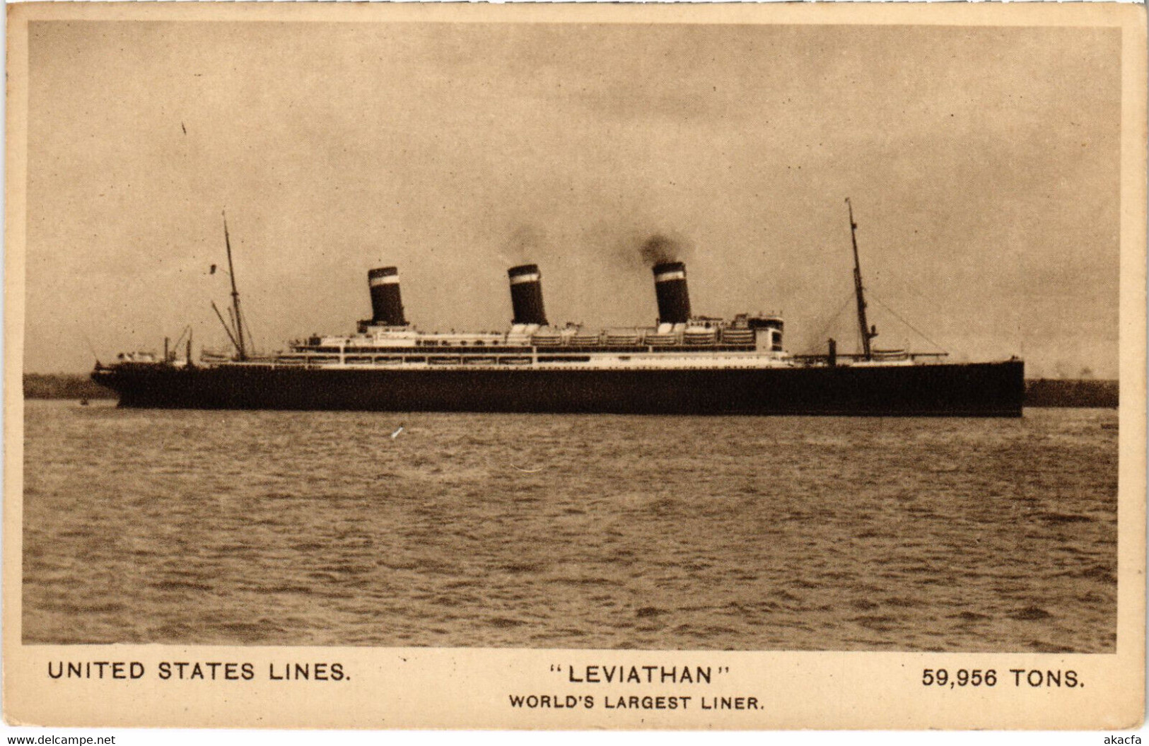 PC US, LEVIATHAN, WORLD'S LARGEST LINER, SHIP, Vintage Postcard (b45714) - Other & Unclassified