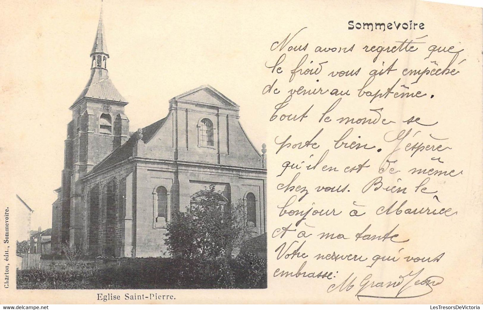 FRANCE - 52 - Sommevoire - Eglise Saint-Pierre - Edit Charton - Carte Postale Ancienne - Sonstige & Ohne Zuordnung