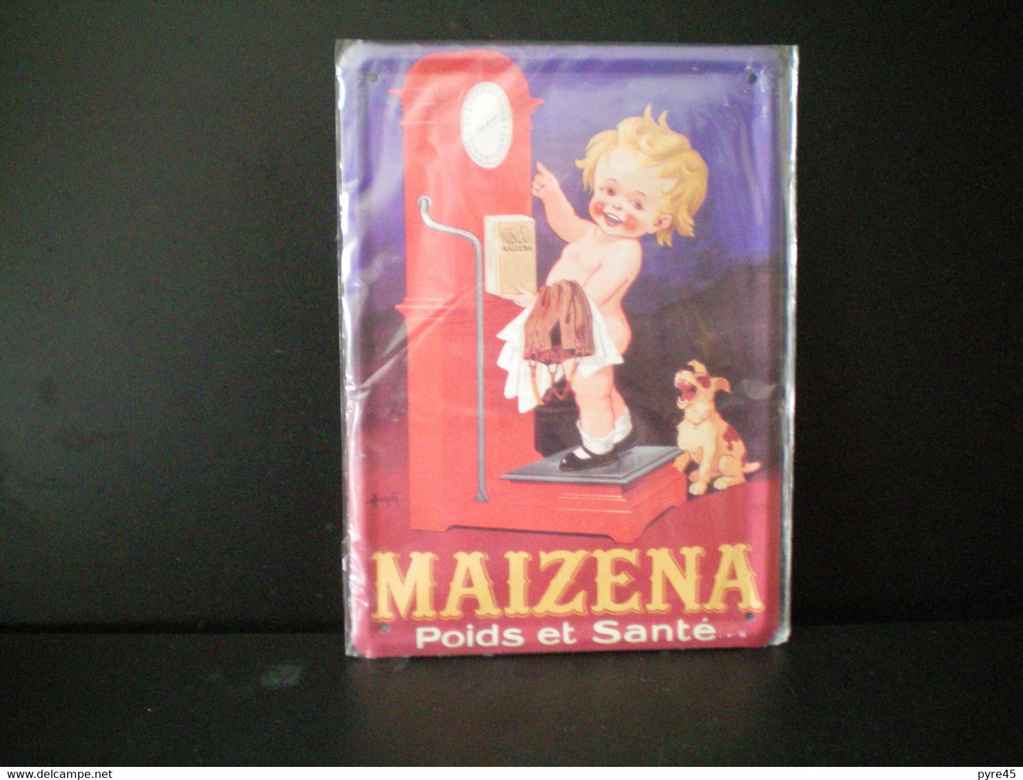 Plaque Publicitaire En Tôle ( 21 X 15,5 Cm ) " Maîzéna " Poids Et Santé - Tin Signs (after1960)