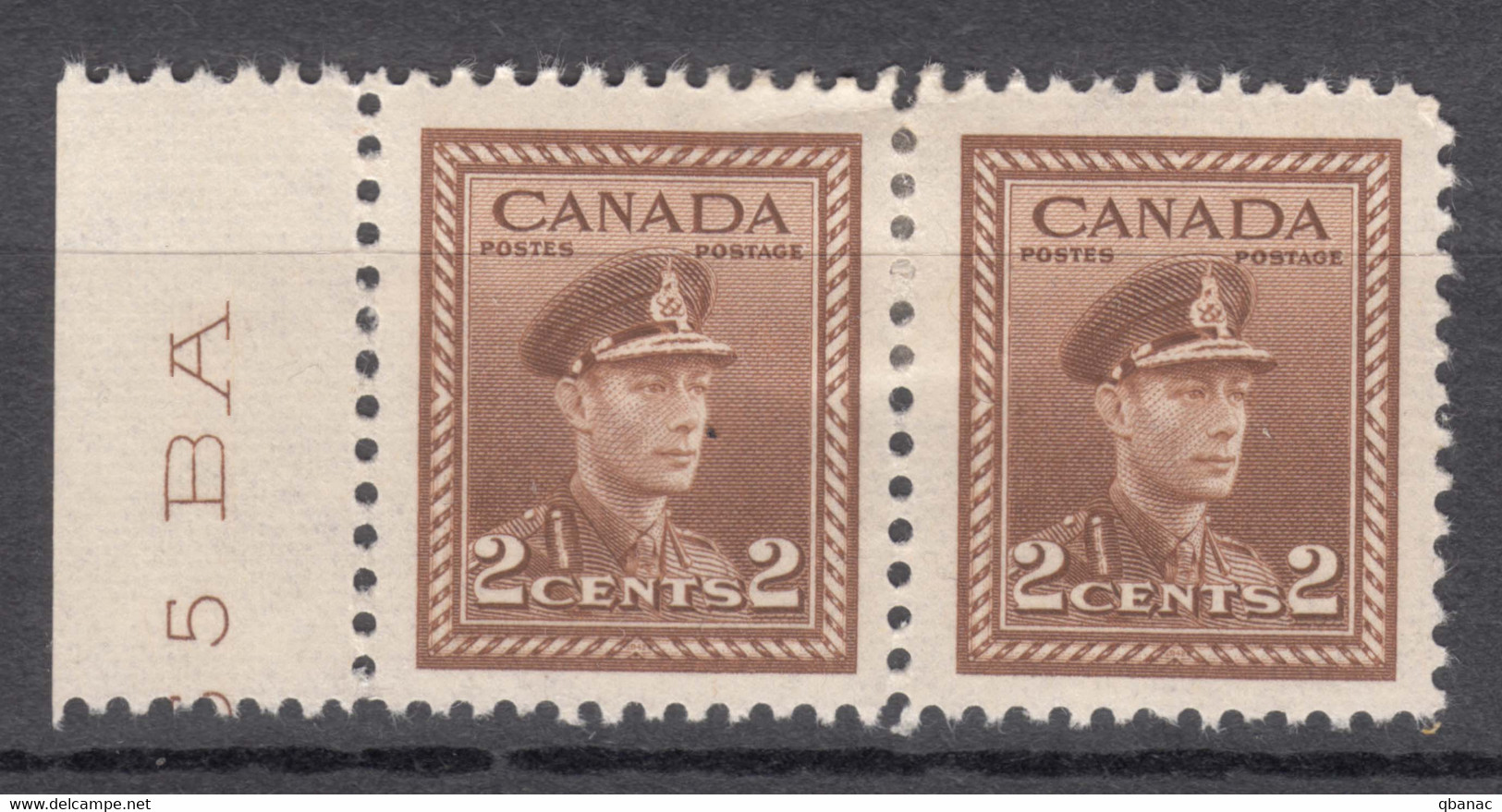 Canada 1942 Mi#217 Mint Hinged Pair - Nuevos