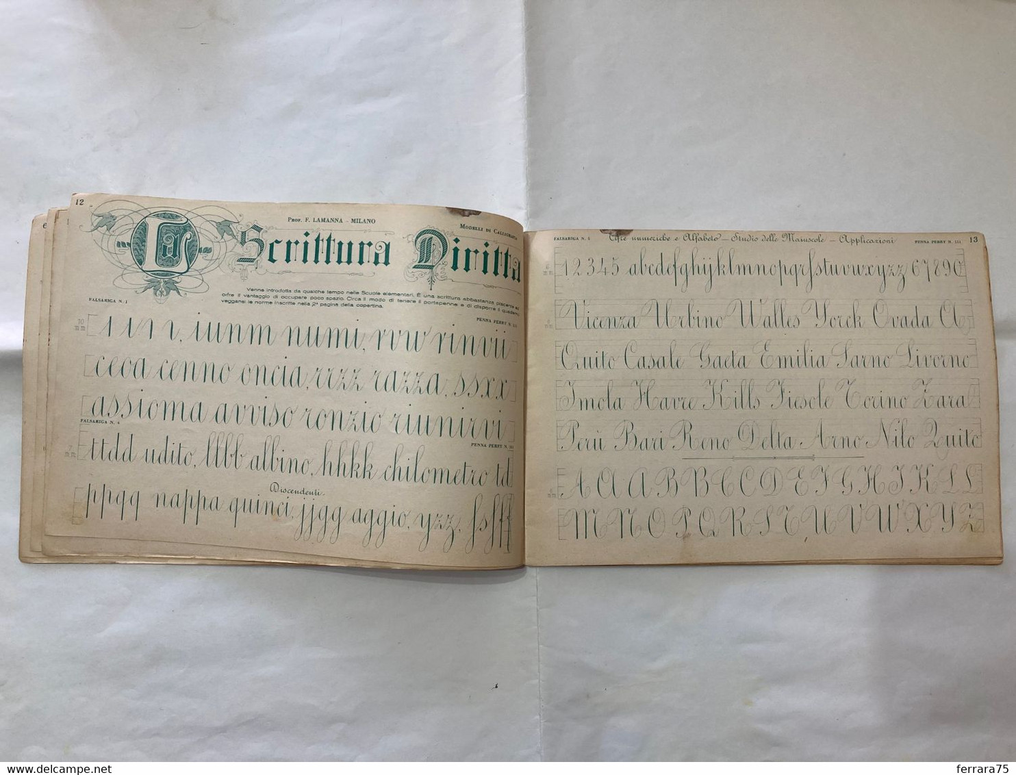 LAMANNA MODELLI DI CALLIGRAFIA SCRITTURA INGLESE 4°REGGIMENTO ALPINI 1933.