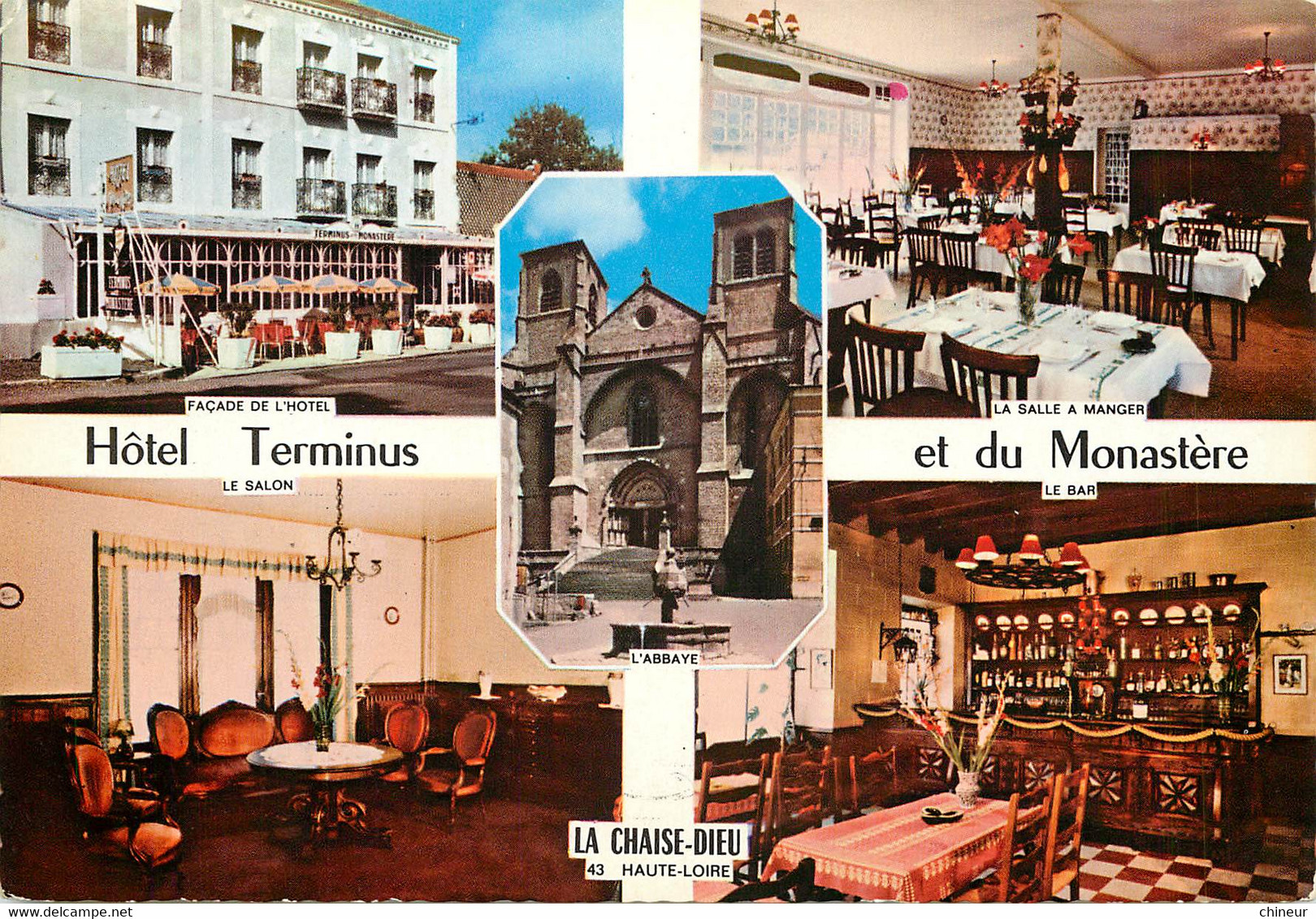 LA CHAISE DIEU LES HOTELS TERMINUS ET DU MONASTERE CARTE MULTIVUES - La Chaise Dieu