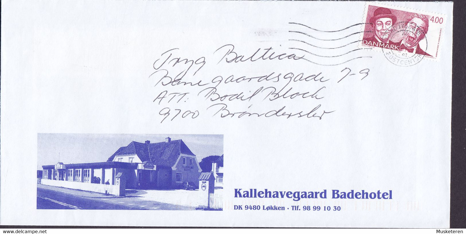KALLEHAVEGAARD BADEHOTEL, LØKKEN NORDJYLLANDS POSTCENTER 1999 Cover Brief BRØNDERSLEV Kjeld Petersen & Dirch Passer - Lettres & Documents