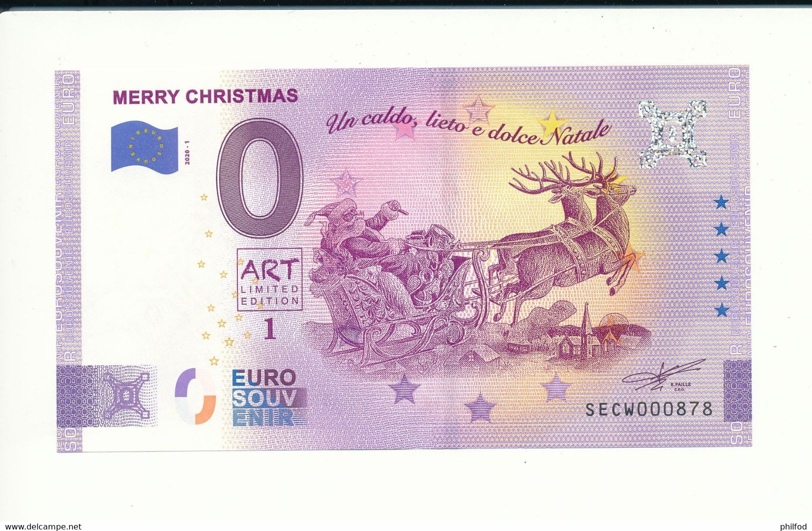 Billet Touristique 0 Euro - MERRY CHRISTMAS - SECW- 2020-1 - N° 878 - Autres & Non Classés